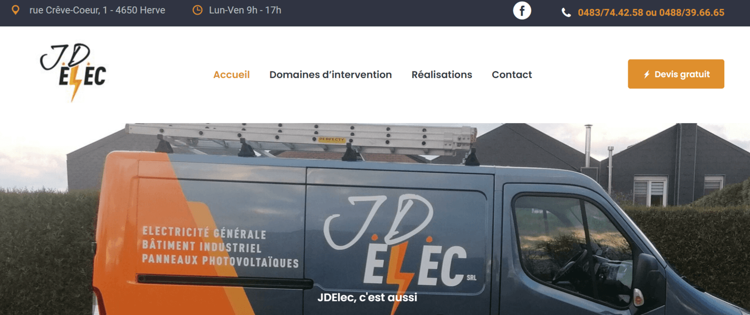 Réalisation site internet électricien à Herve